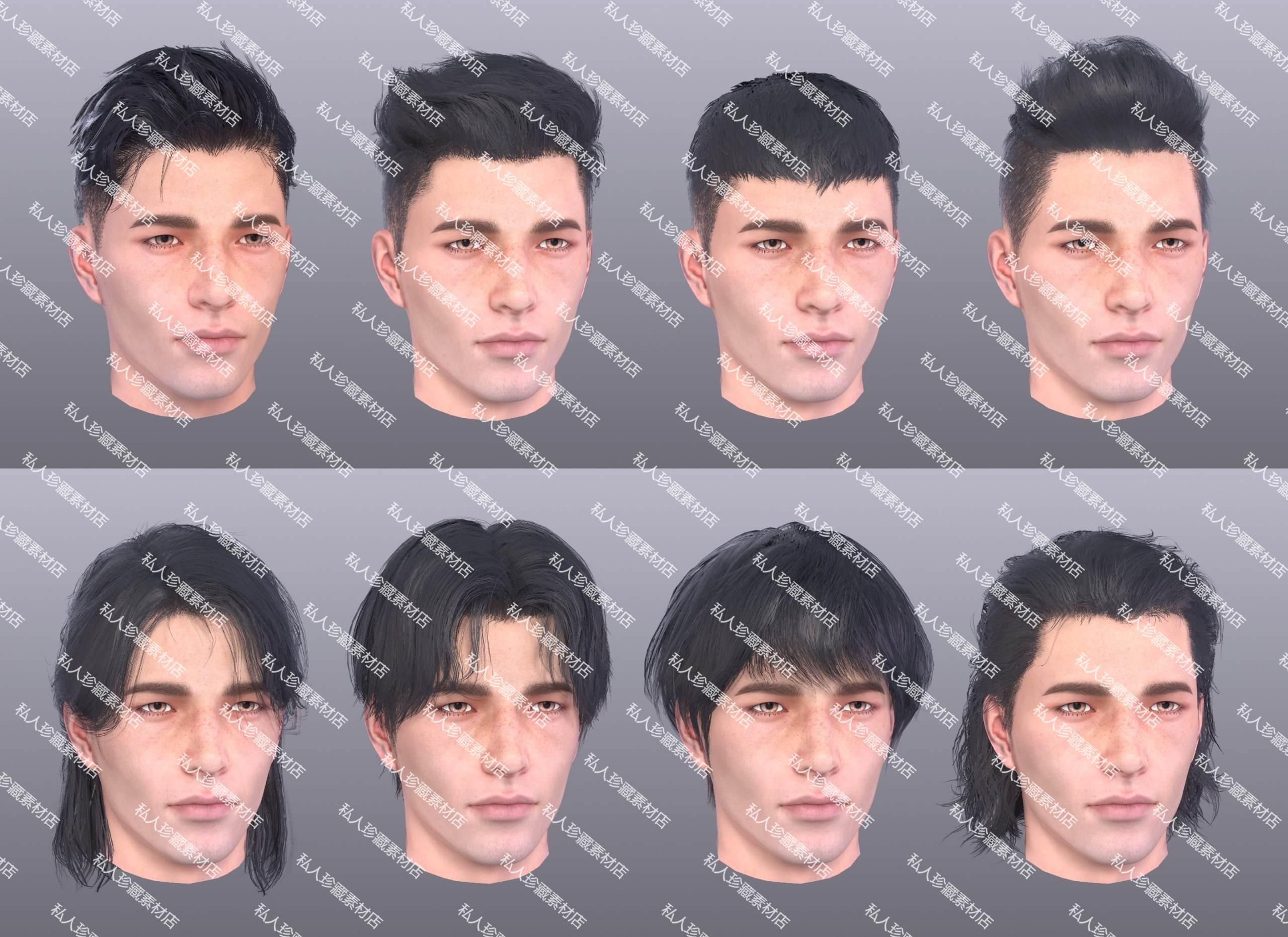 次时代游戏毛发头发3d模型插片角色人物头部脸部头像肖像贴图fbx