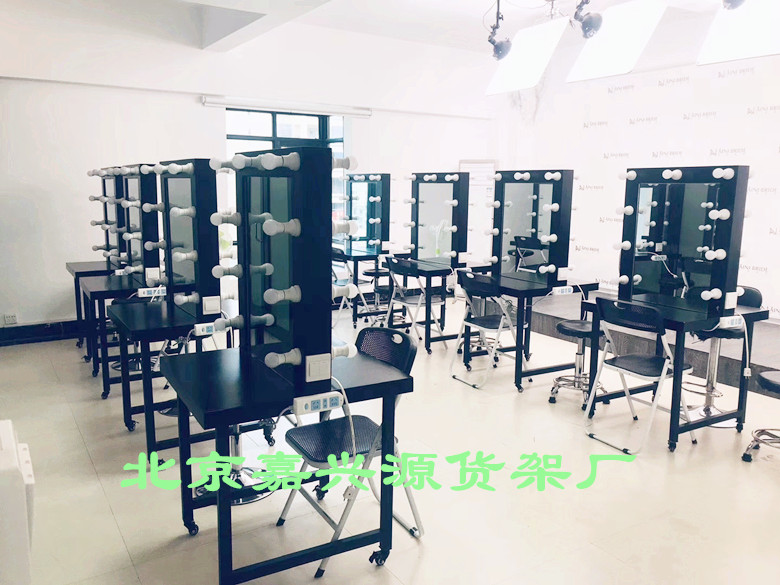 新款铁艺烤漆双面化妆台可移动影视剧组化妆镜带灯培训学校化妆桌