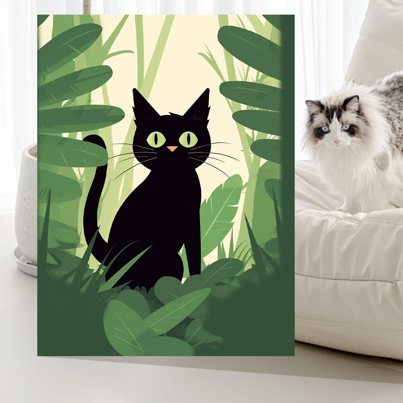 黑猫diy数字油画高级感客厅手绘卡通简单填充画享受画画生日礼物