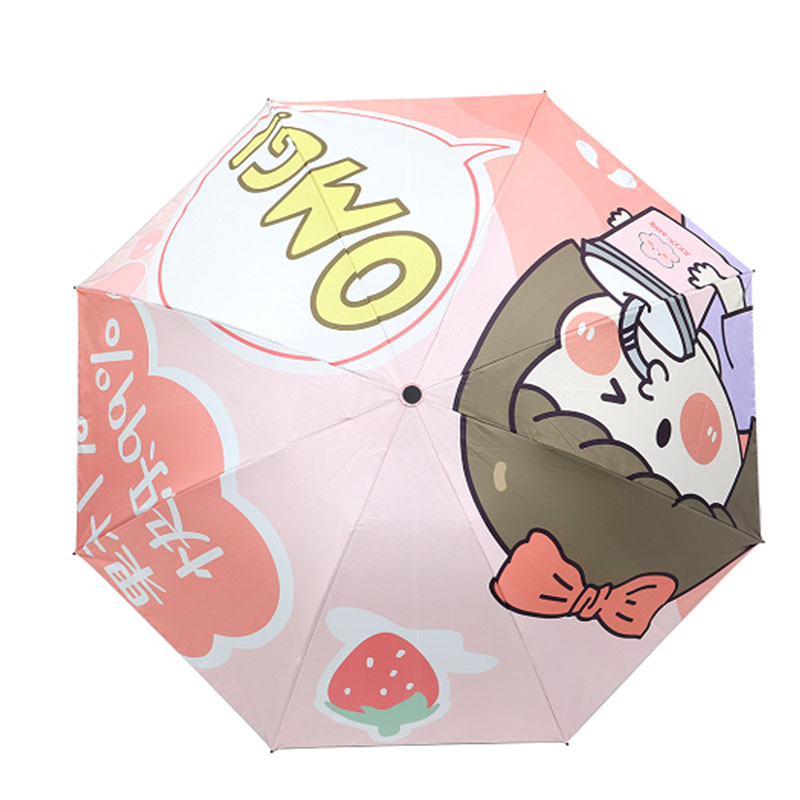 太阳伞享受快乐时光卡通防晒防紫外线轻便黑胶遮阳晴雨伞女童男童