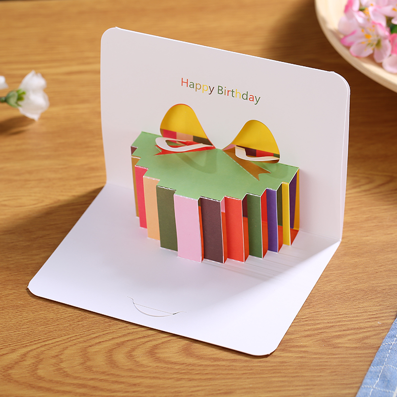 生日贺卡母亲节小卡片创意蛋糕3D立体贺卡儿童心愿祝福贺卡送朋友