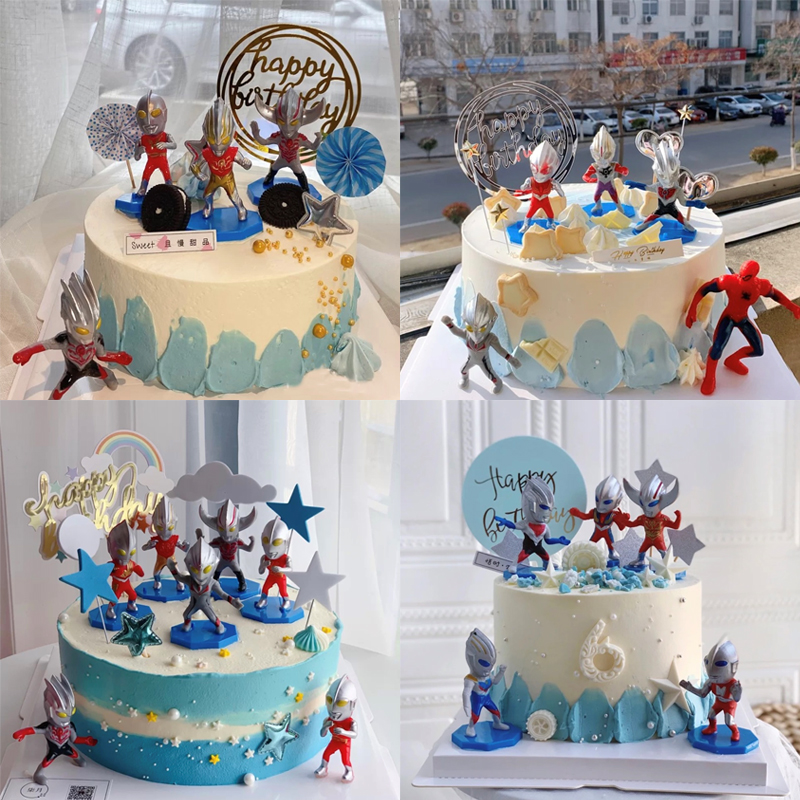 儿童生日蛋糕装饰摆件超人打怪兽小朋友创意情景派对主题烘焙插件
