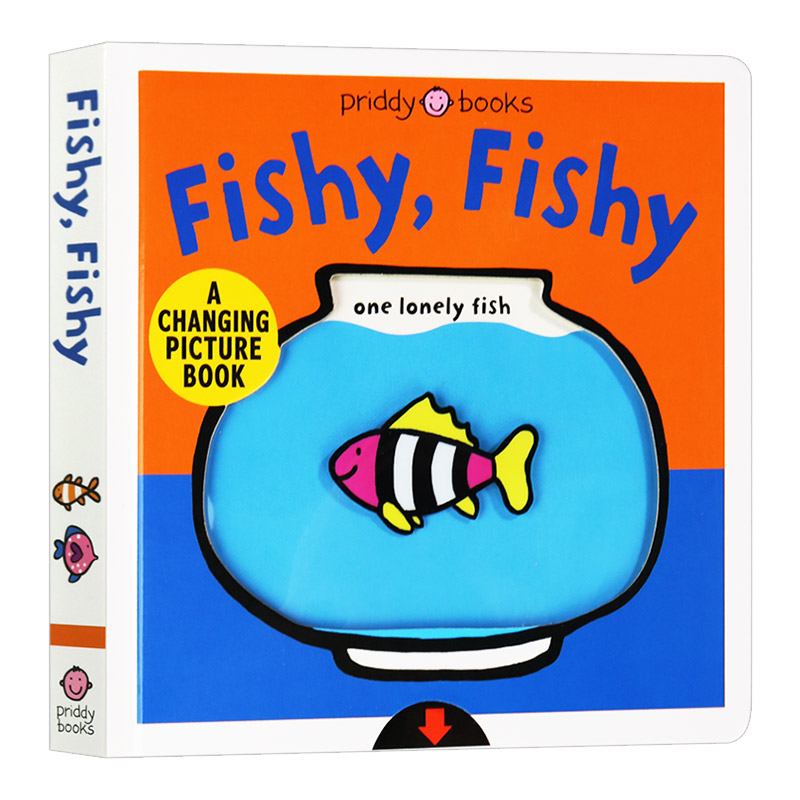 变化的图画书 鱼游记 英文原版绘本 Fishy Fishy 幼儿颜色启蒙认知 抽拉操作纸板书 Roger Priddy单词学习书儿童全英语书