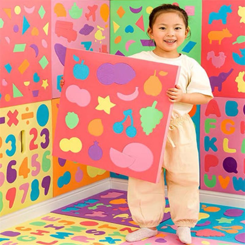 脑力拼图墙上积木玩具幼儿园防撞泡沫配对墙面区形状益智拼装儿童